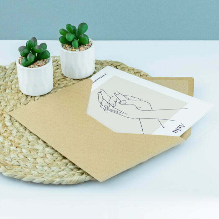 Kartka dla pary z dłońmi, w kopercie