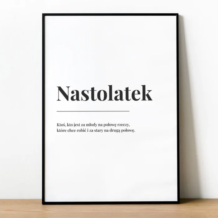 Plakat z definicją nastolatka