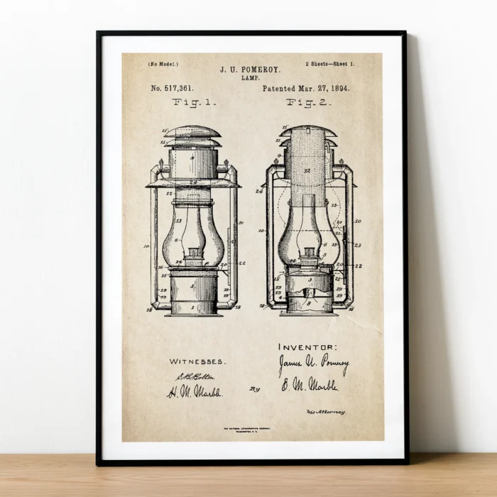 Plakat z patentem Lampy Naftowej
