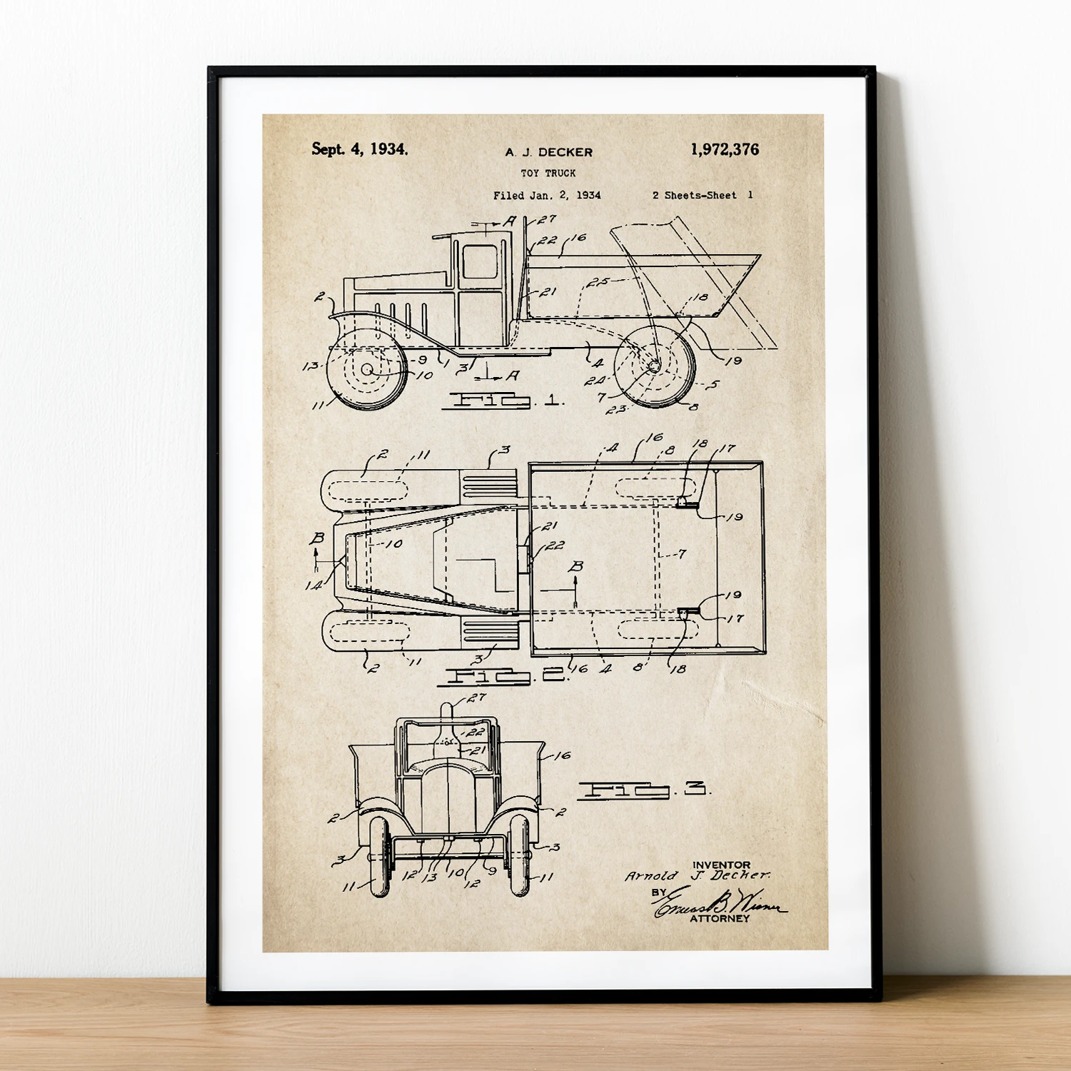 Plakat z patentem na dziecięcy samochodzik