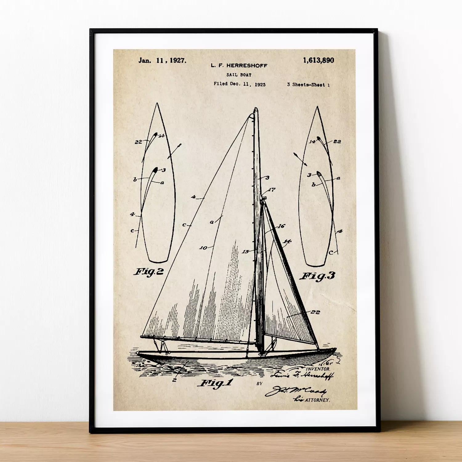 Plakat z patentem na Żaglówkę