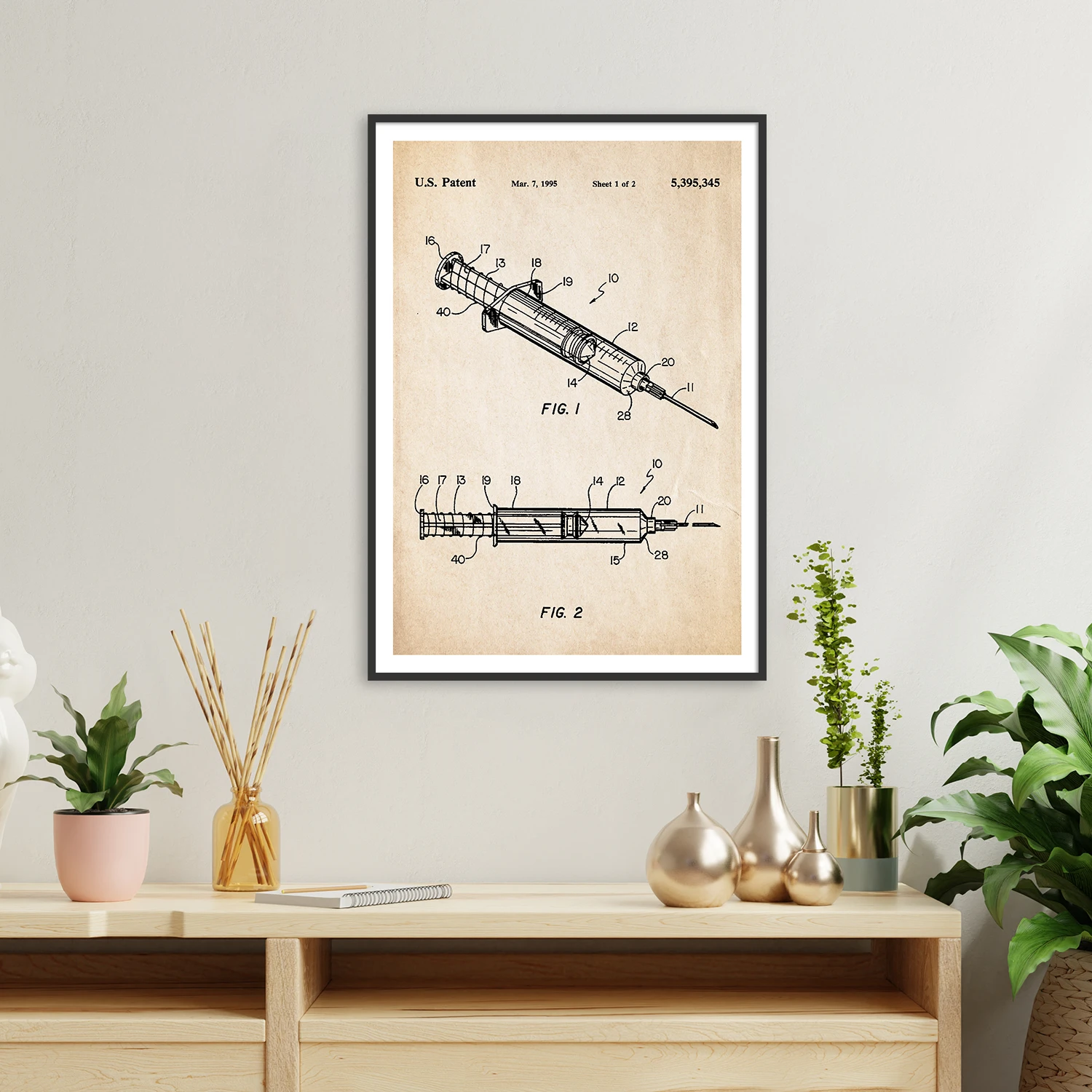 Plakat z patentem na Strzykawkę