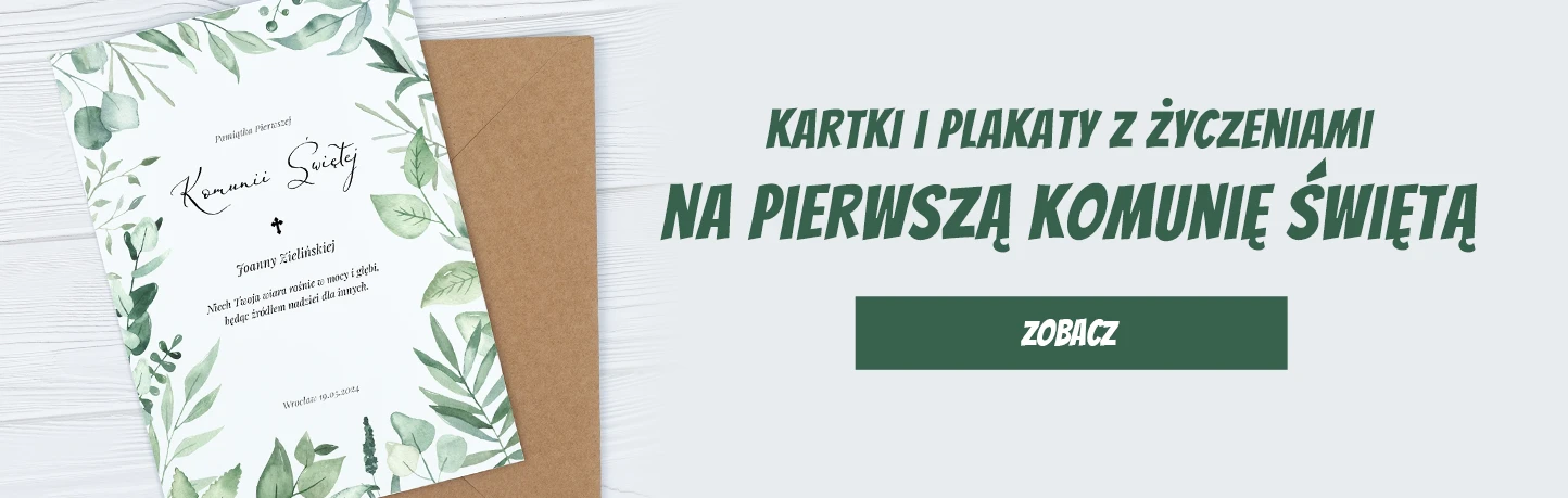 baner z kartką na I komunię