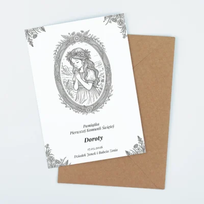 Kartka na komunię dla dziewczynki