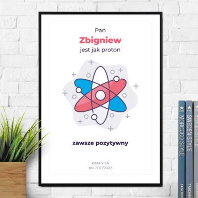 Plakat JAK PROTON, prezent dla nauczyciela