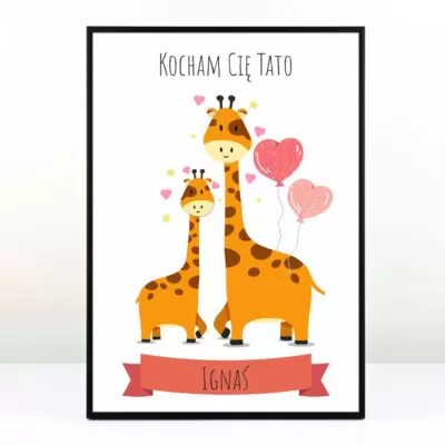 Plakat z żyrafą PREZENT DLA TATY