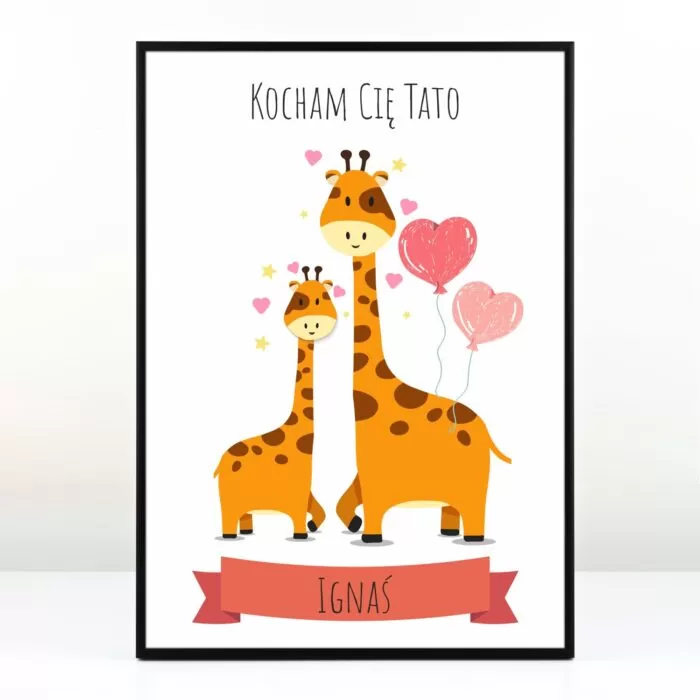 Plakat z żyrafą PREZENT DLA TATY