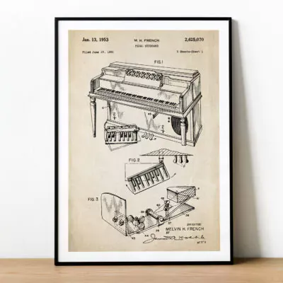 Pianino - plakat z patentem
